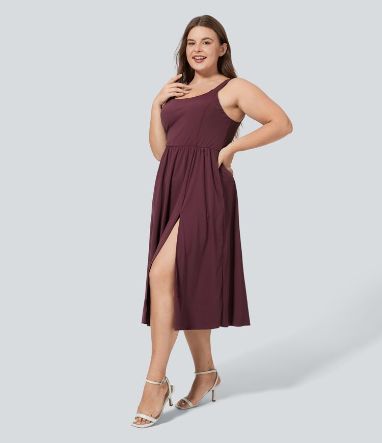 Pocket Midi Casual Plus Size Dress