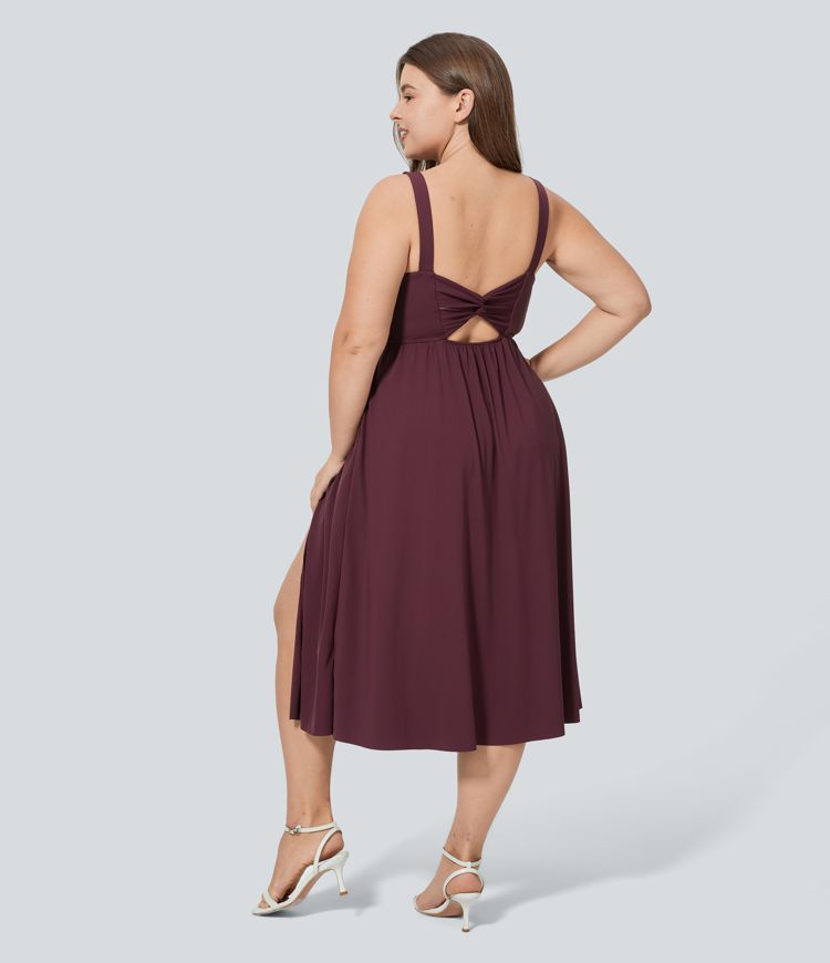 Pocket Midi Casual Plus Size Dress