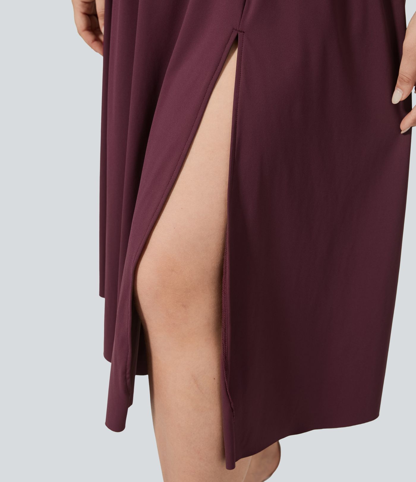 Backless Twisted Side Pocket Split Midi Casual Plus Size Dress