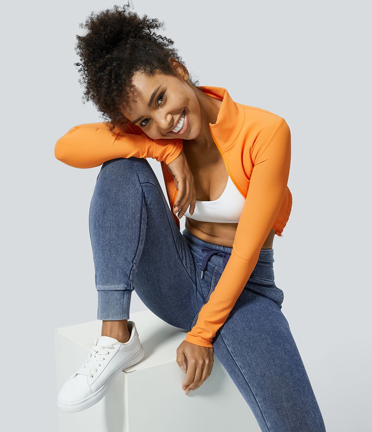 Halara Flex™ High Waisted Drawstring Pocket Washed Casual Jeans