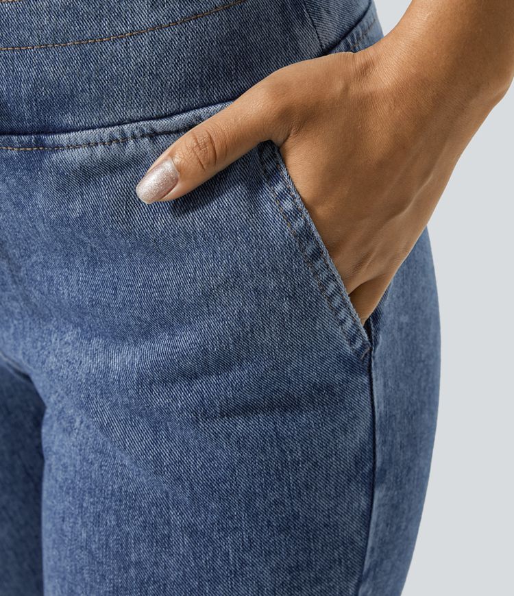 Halara Flex™ High Waisted Drawstring Pocket Washed Casual Jeans