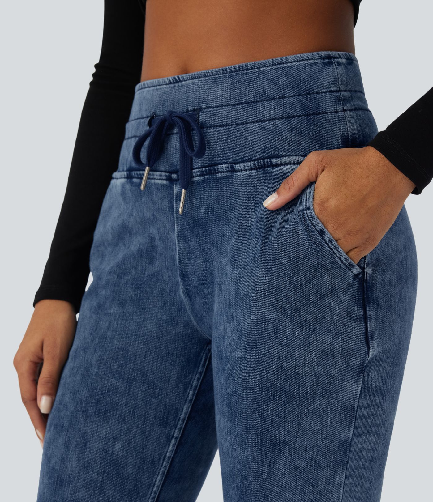 Halara Flex™ High Waisted Drawstring Pocket Washed Casual Jeans