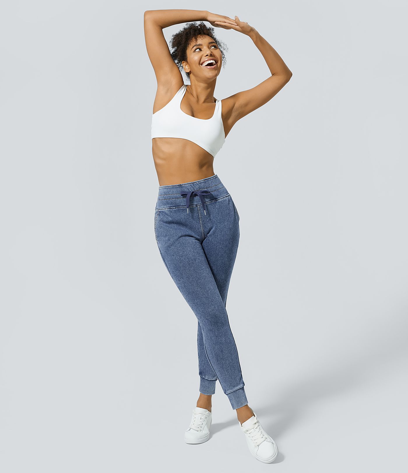 Halara Flex™ High Waisted Drawstring Pocket Washed Casual Jeans