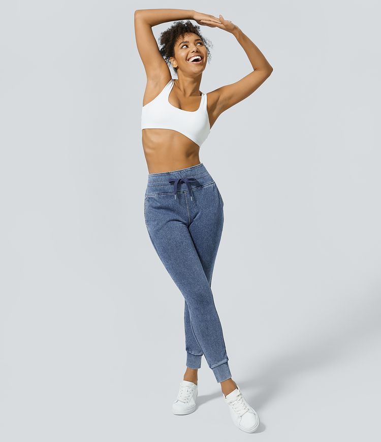 Halara Flex™ High Waisted Drawstring Pocket Washed Casual Jeans