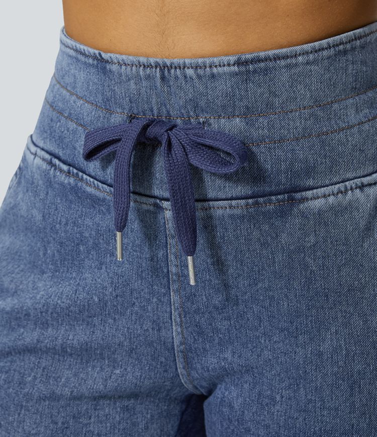 Halara Flex™ High Waisted Drawstring Pocket Washed Casual Jeans