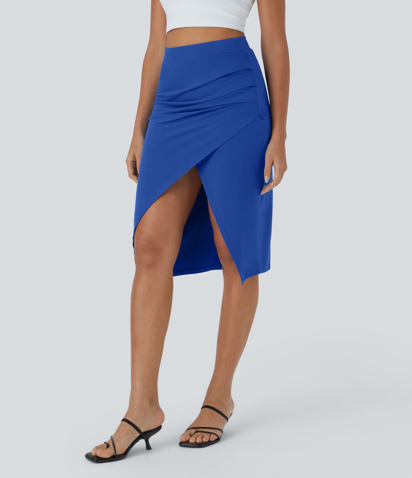 Geraffter Saum Bodycon Midi Casual Rock