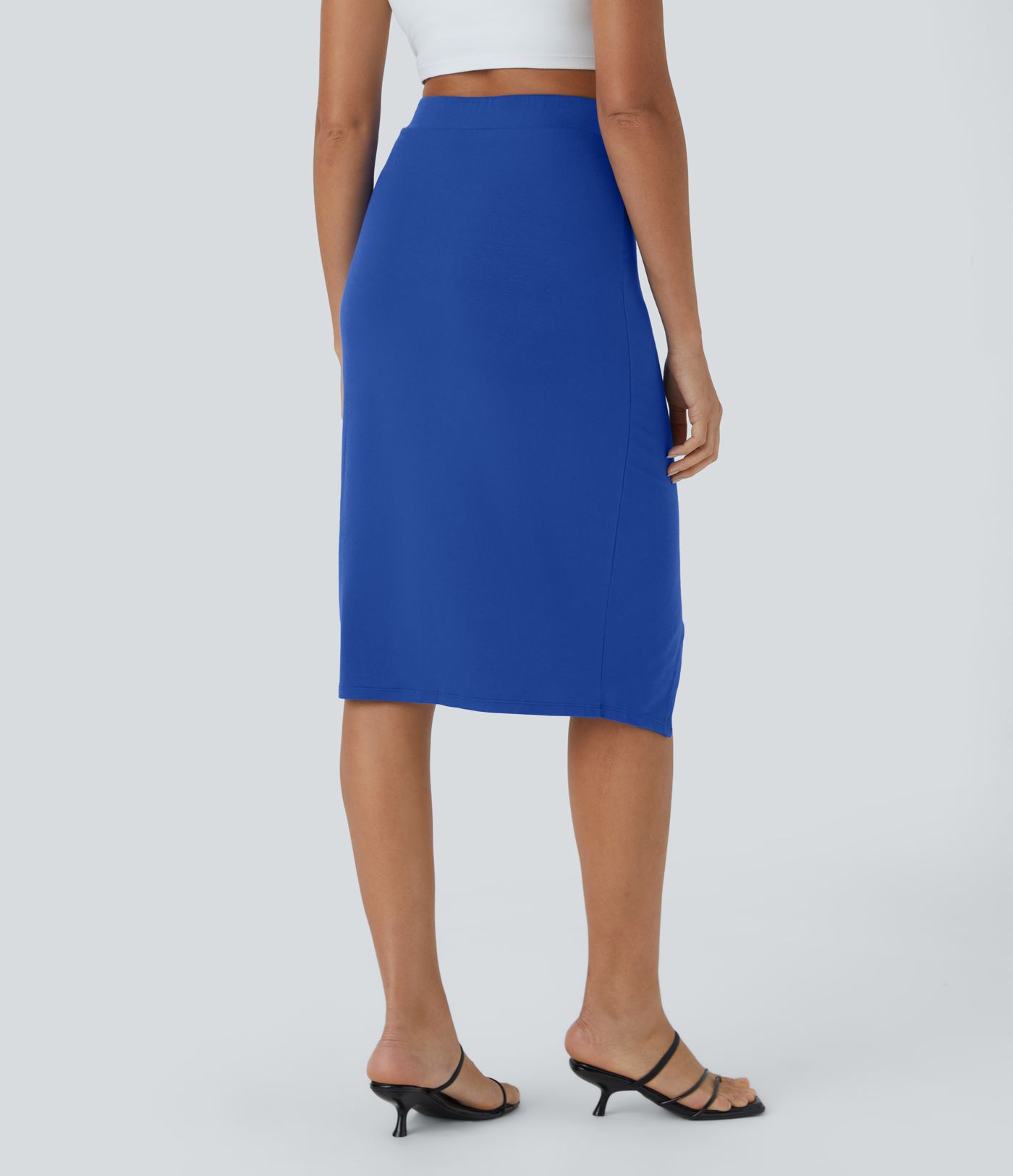 Geraffter Saum Bodycon Midi Casual Rock