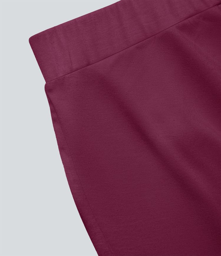 Falda a media pierna ajustada abertura fruncido