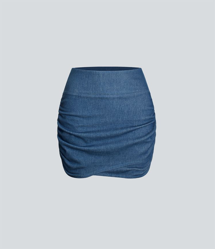 Halara Flex™ Mini-Jupe en Jean Courte Tricot Extensible Moulante Taille Haute