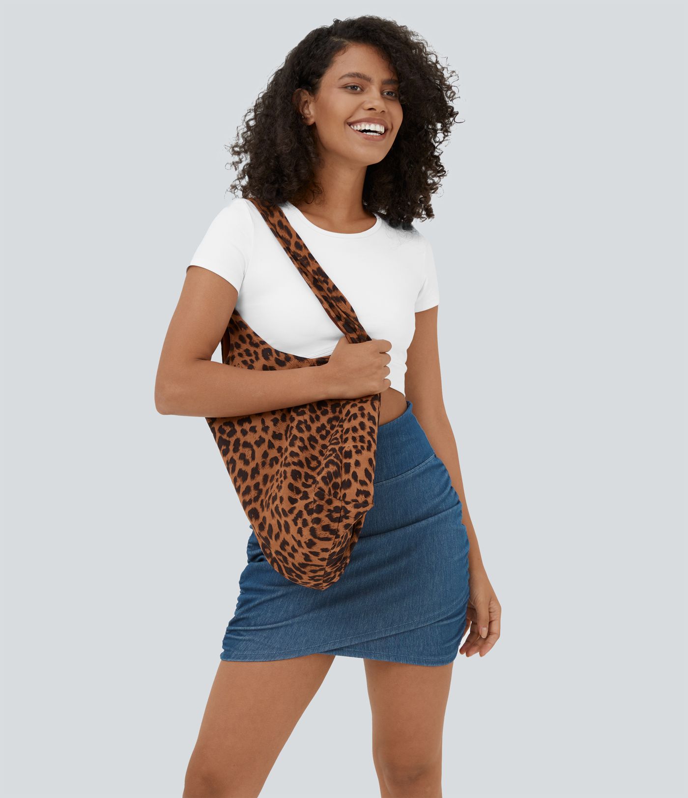 Halara Flex™ High Waist Bodycon Stretch Knit Denim Mini Ruched Casual Skirt