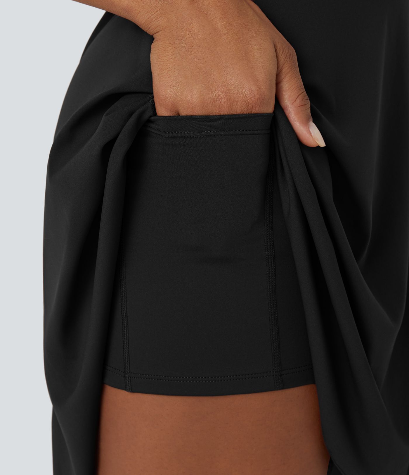 Drawstring Flare 2-in-1 Pocket Mini Casual Dress With Tube Top