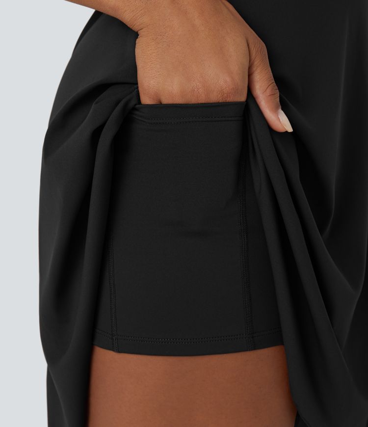 Drawstring Flare 2-in-1 Pocket Mini Casual Dress With Tube Top