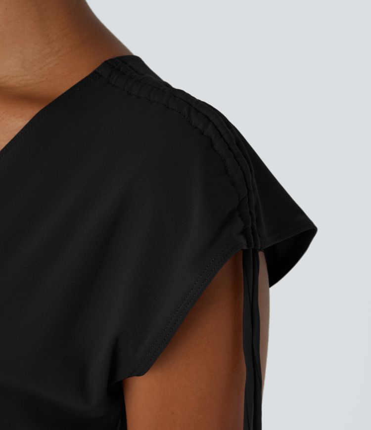 Drawstring Flare 2-in-1 Pocket Mini Casual Dress With Tube Top