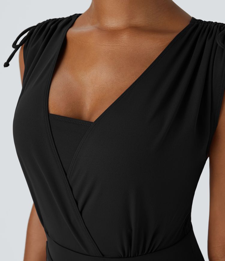 Drawstring Flare 2-in-1 Pocket Mini Casual Dress With Tube Top