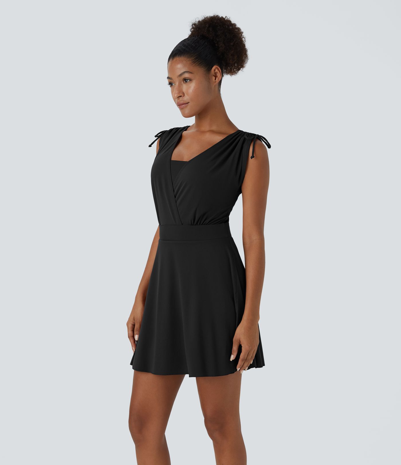 Drawstring Flare 2-in-1 Pocket Mini Casual Dress With Tube Top