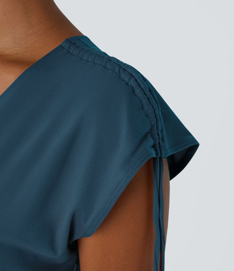 Vestido deportivo 2-en-1 con bolsillos laterales con cordones - con top turbo separado