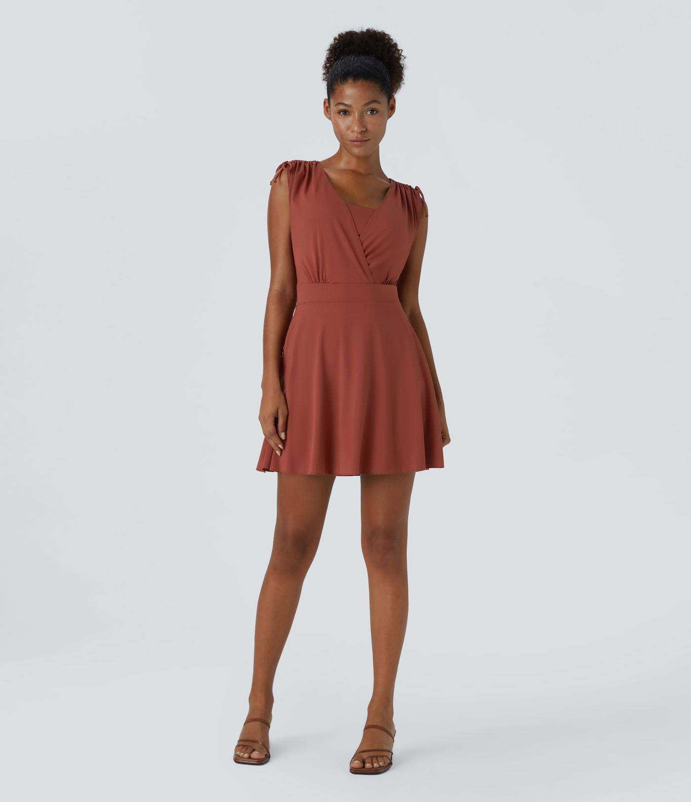 Drawstring Flare 2-in-1 Pocket Mini Casual Dress With Tube Top