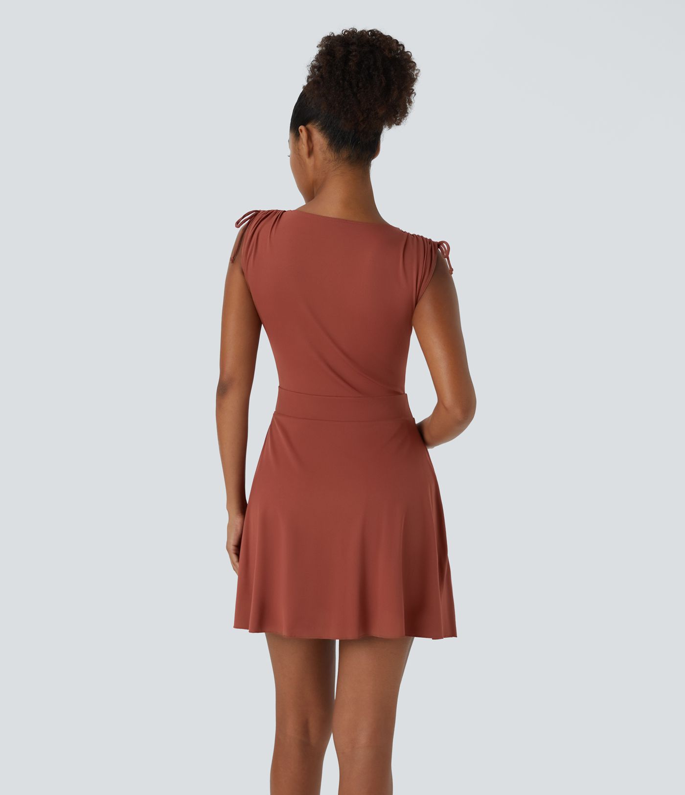 Drawstring Flare 2-in-1 Pocket Mini Casual Dress With Tube Top