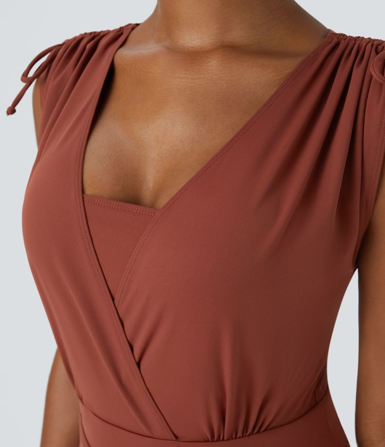 Robe Casual Mini 2 en 1 Taille Flare avec Cordon de Serrage et Top Tube