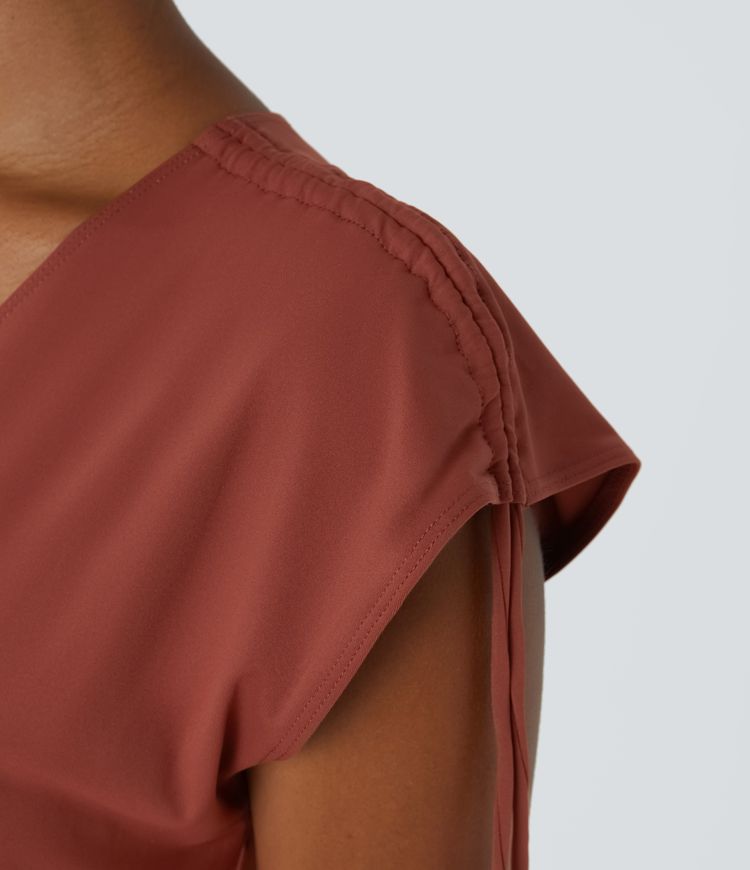 Robe Casual Mini 2 en 1 Taille Flare avec Cordon de Serrage et Top Tube