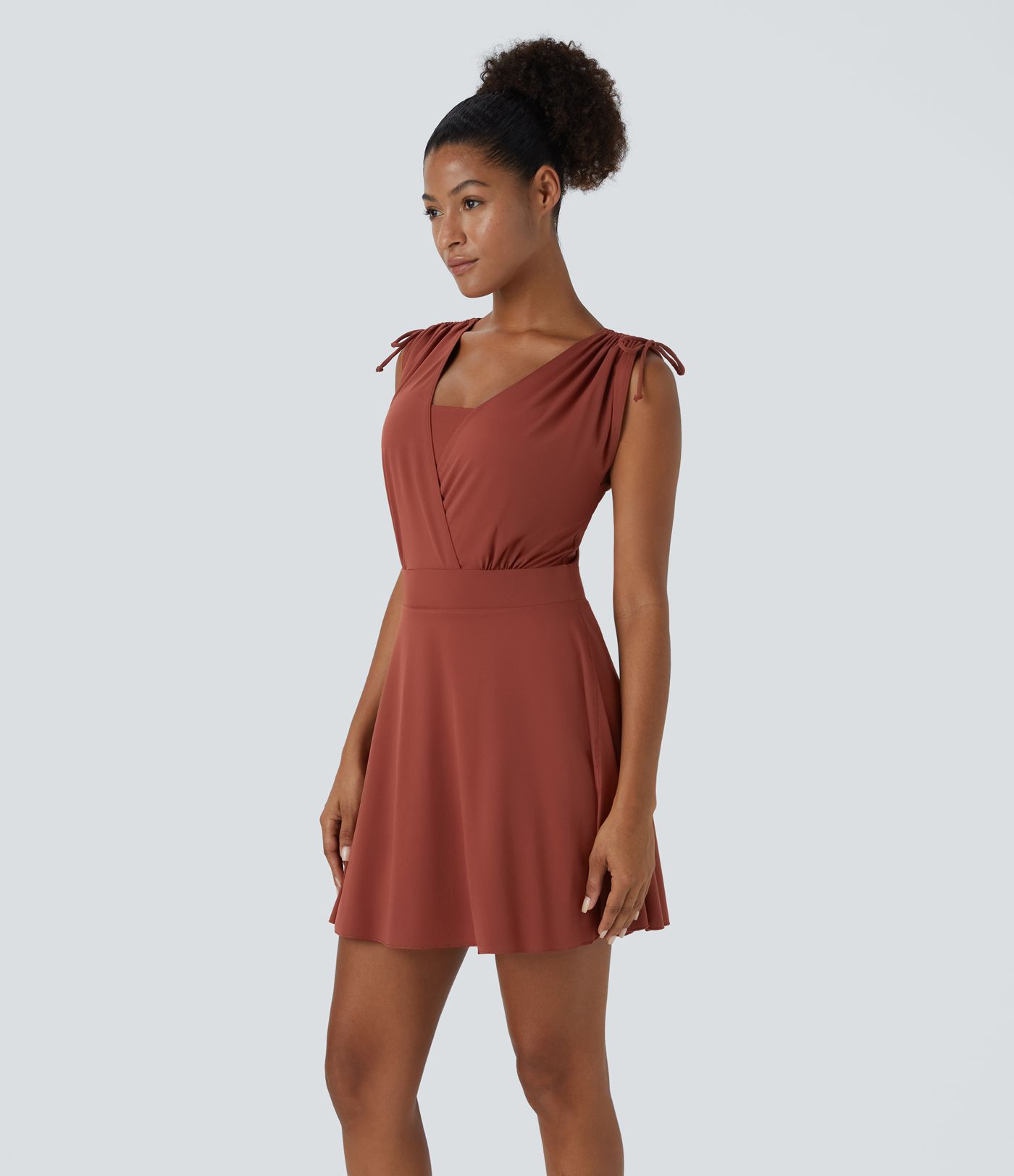 Drawstring Flare 2-in-1 Pocket Mini Casual Dress With Tube Top