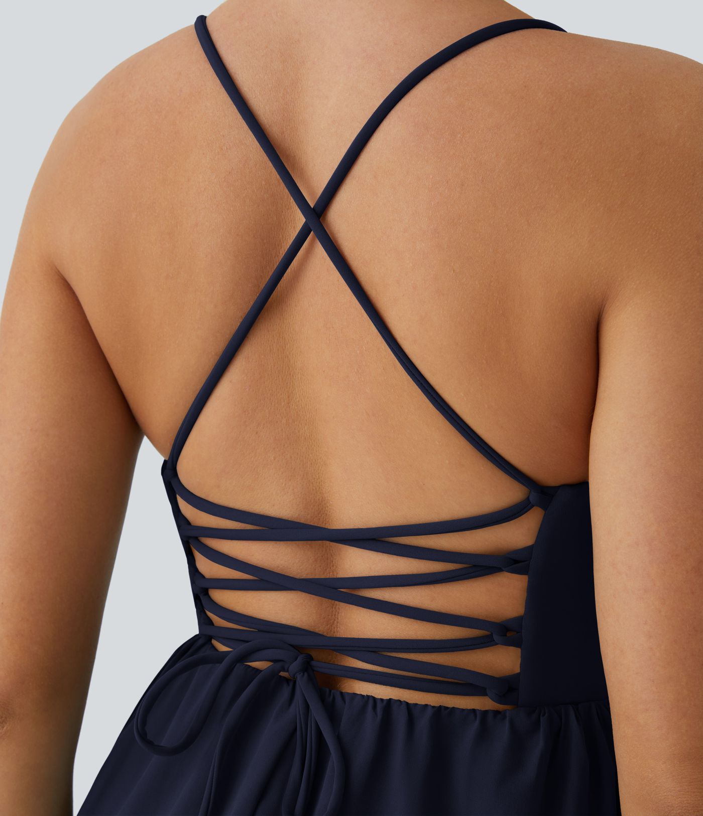 Breezeful™ vestido mini slip de tirantes, con capas y volantes, de secado rápido, ligero y casual