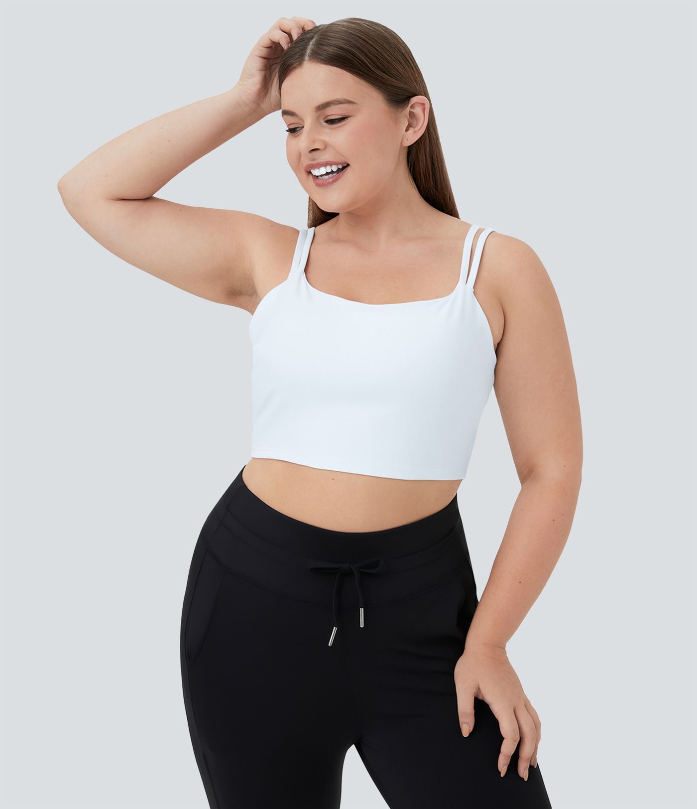 Double Straps Workout Plus Size Cropped Tank Top