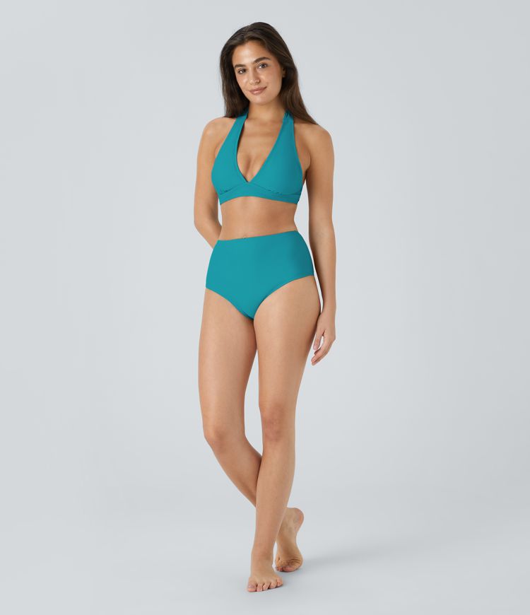 Solid High Waisted Bikini Bottom Swimsuit