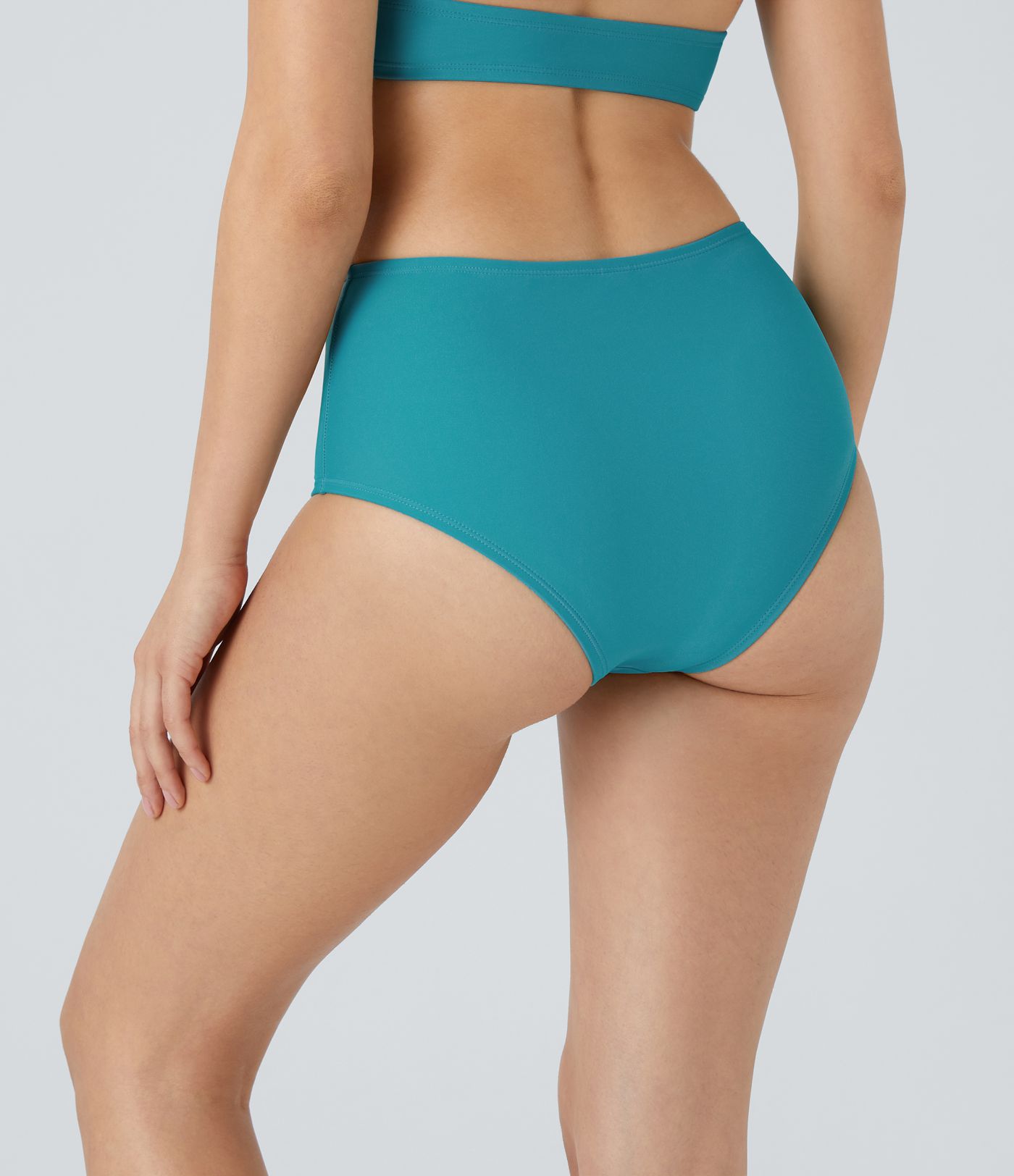 Solid High Waisted Bikini Bottom Swimsuit