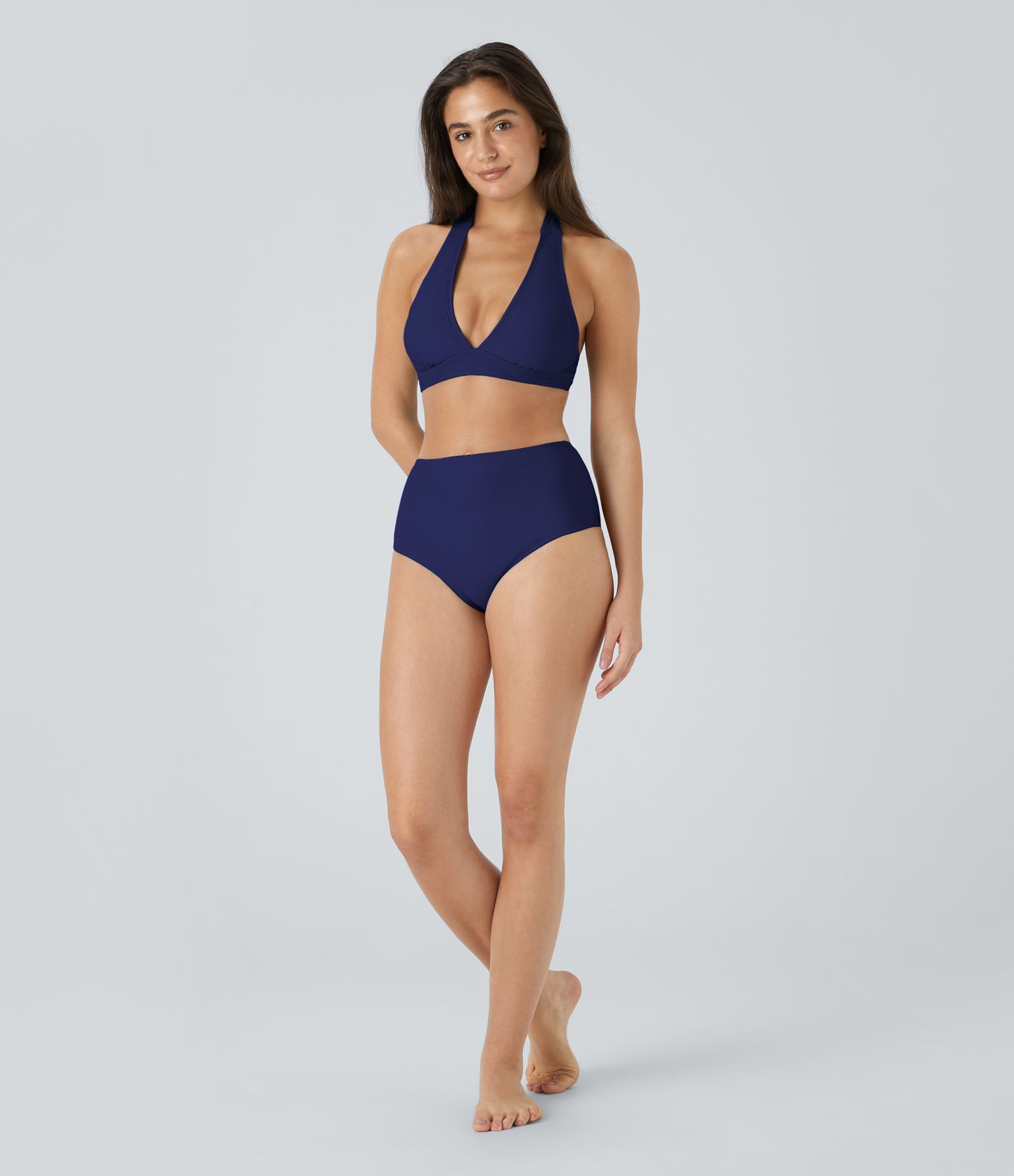 Solid High Waisted Bikini Bottom Swimsuit