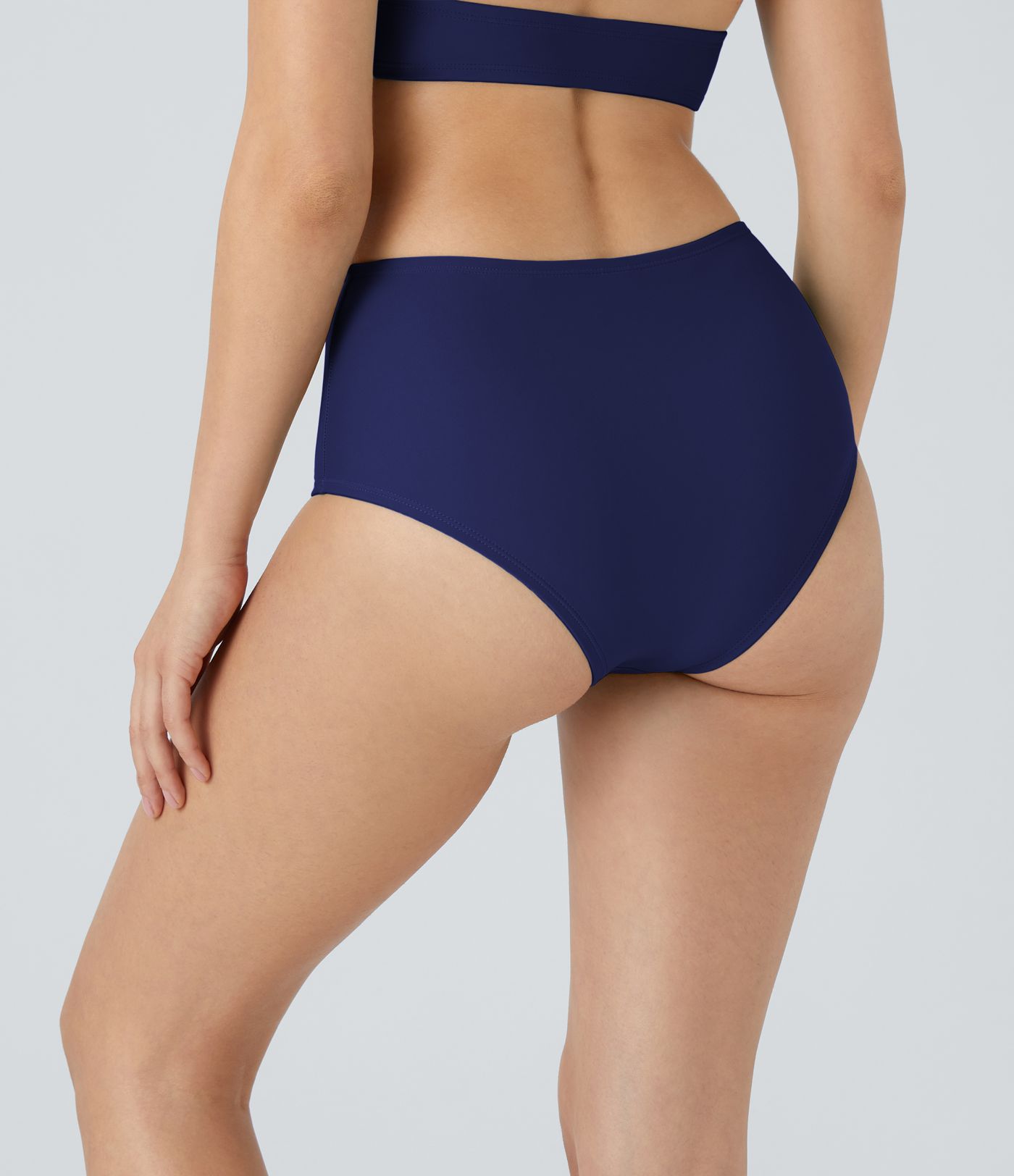 Solid High Waisted Bikini Bottom Swimsuit