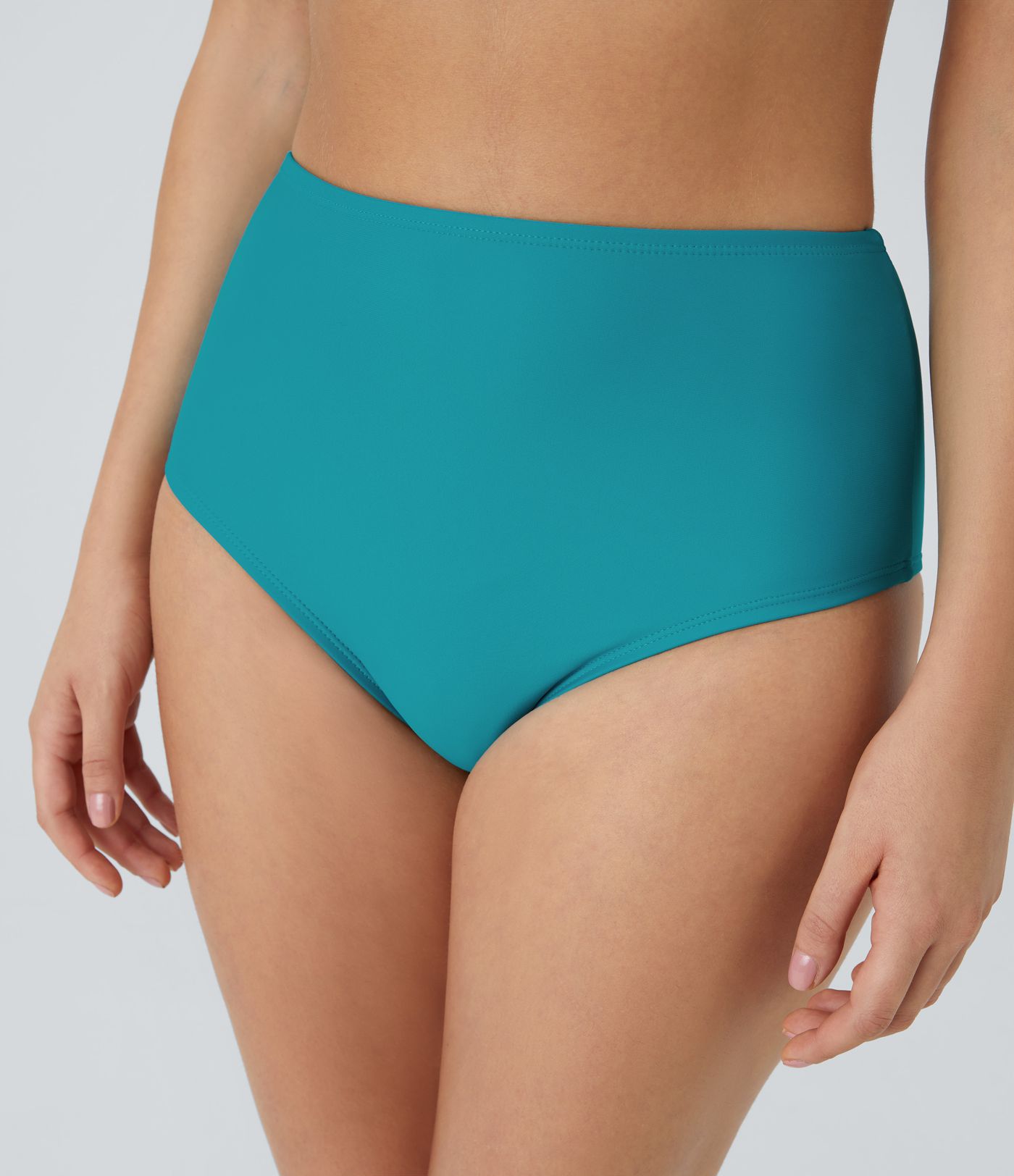 Solid High Waisted Bikini Bottom Swimsuit