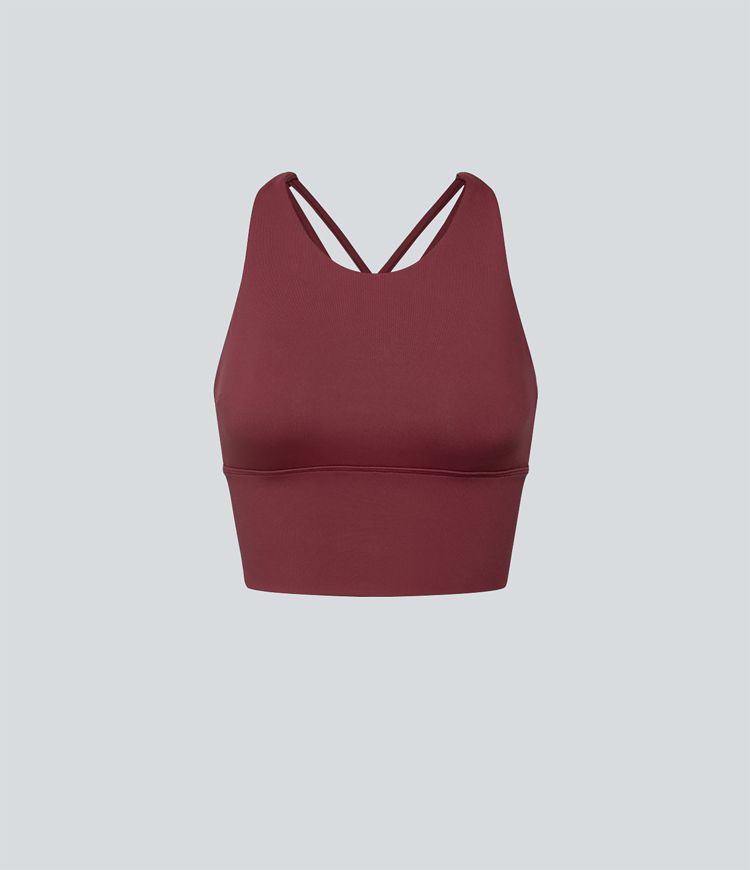 Sujetador deportivo de yoga de cuello alto y sujeción baja en copas D-F