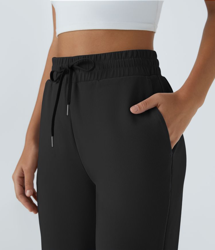 Joggers Patitoff™ Flow chándal 7/8 tiro alto bolsillo lateral cordón ajustable resistente pelo mascota