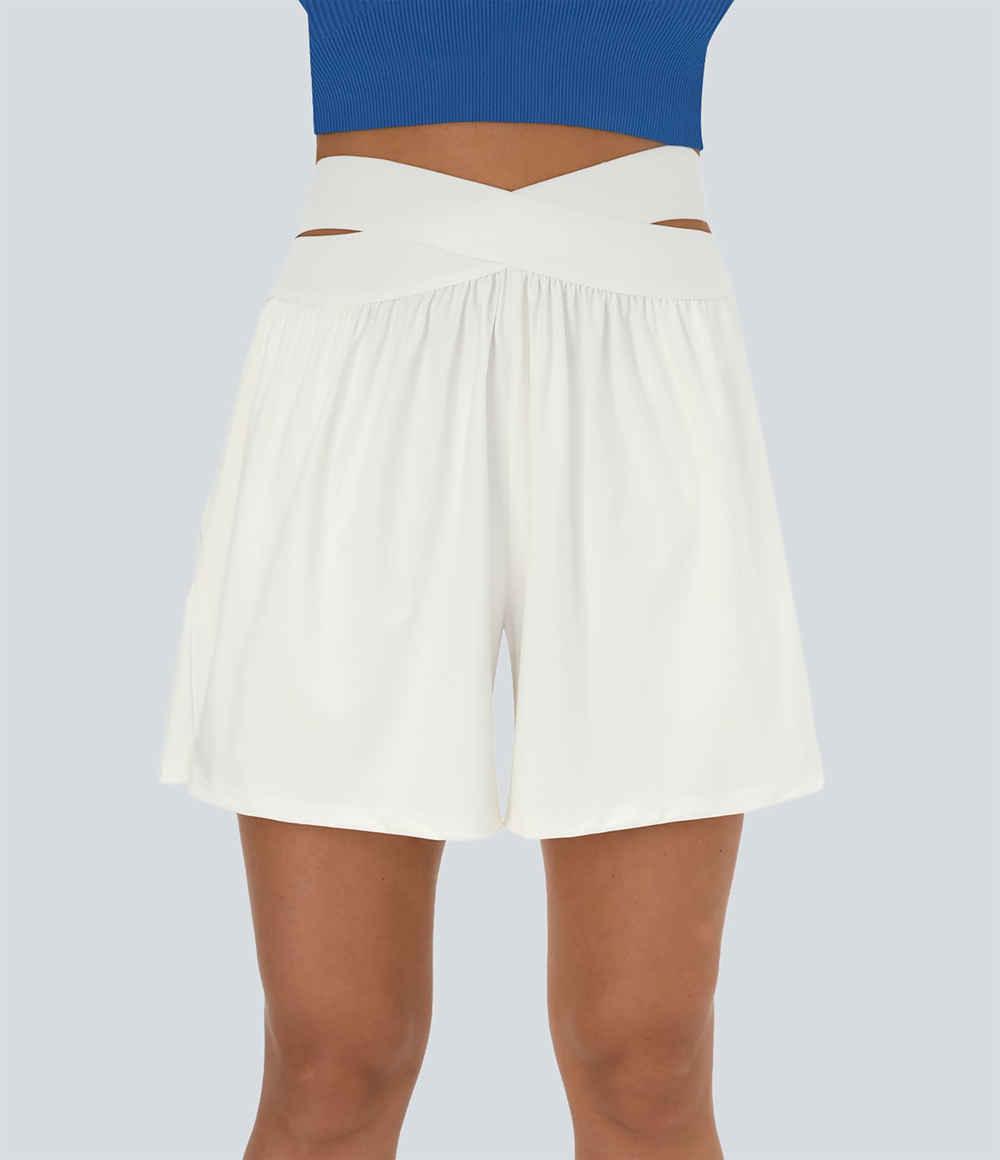 Pantalón corto recortado tiro alto cruzado bolsillo lateral 12.5cm