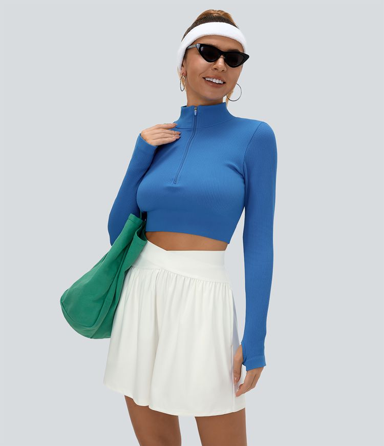 Short décontracté croisé taille haute découpé avec poche latérale 12,5cm