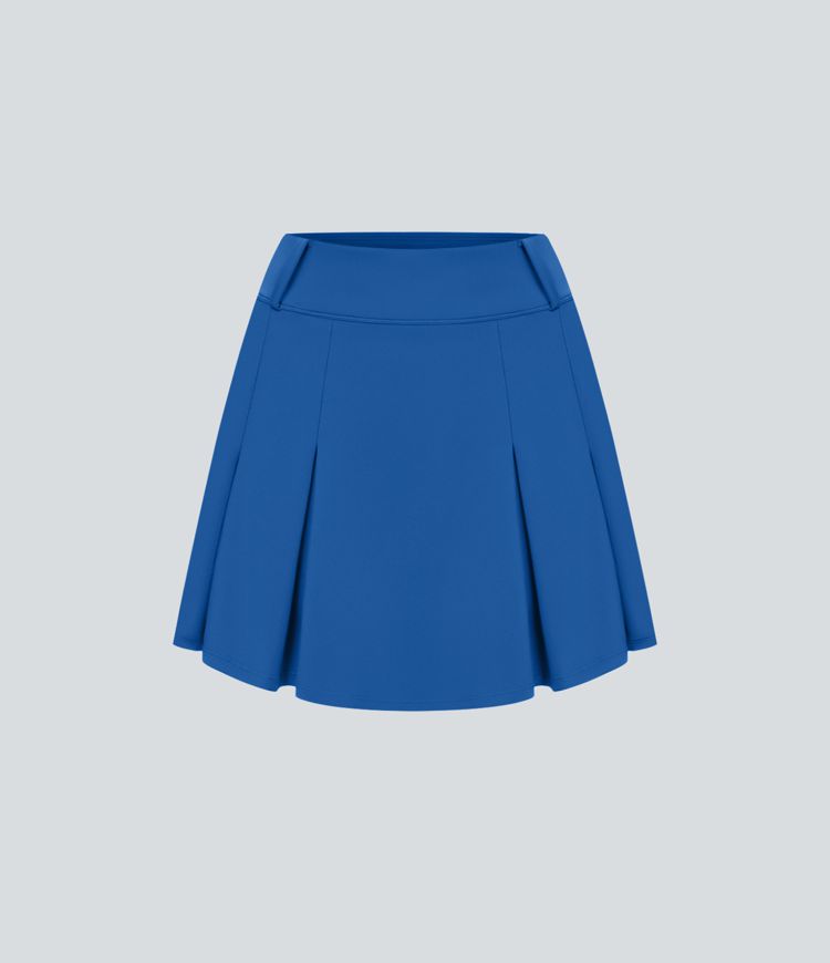 High Waisted 2-in-1 Pocket A Line Pleated Golf Skirt-Golf Tee Pocket
