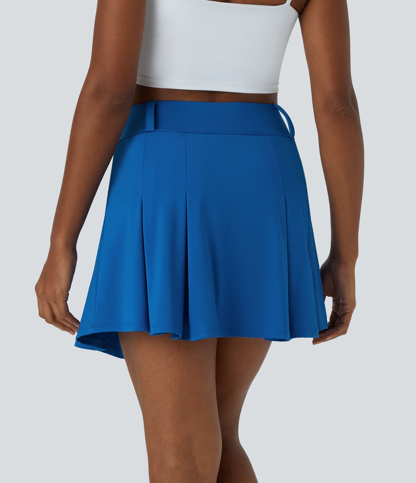High Waist 2-in-1 Pocket A-line Pleated Golf Skirt - Golf Tee Pocket