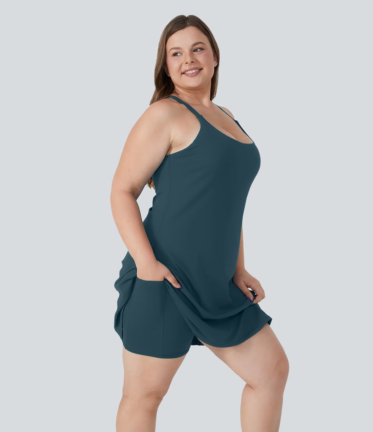 Ink Green Robe longue Euphoria SoftlyZero™ Airy grande taille dos nu ajustable à bretelles et effet frais InstantCool / 1