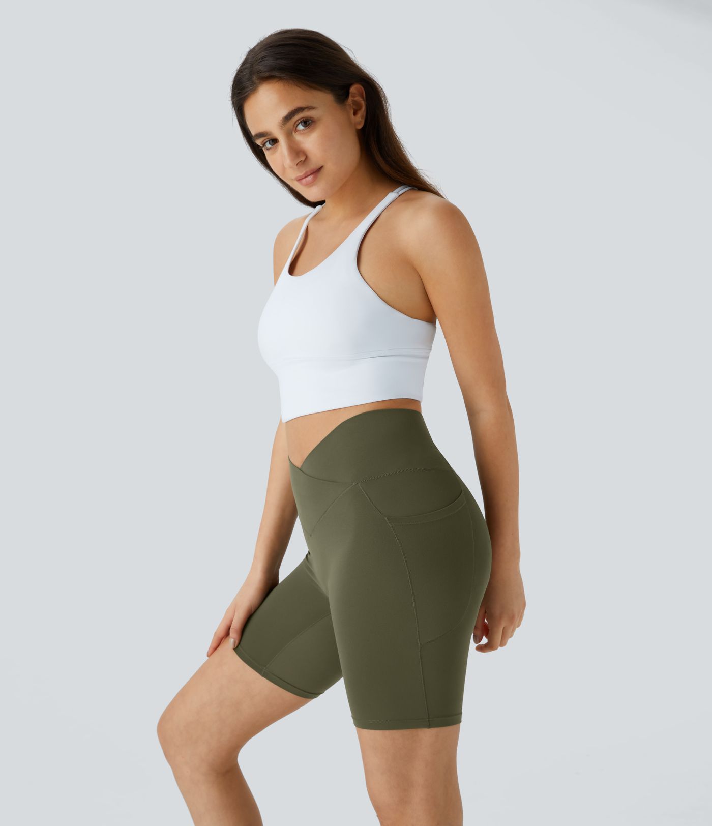 Softlyzero™ Short 17.5cm High Waist Biker Yoga with Crossed Side Pockets and Leak Protection