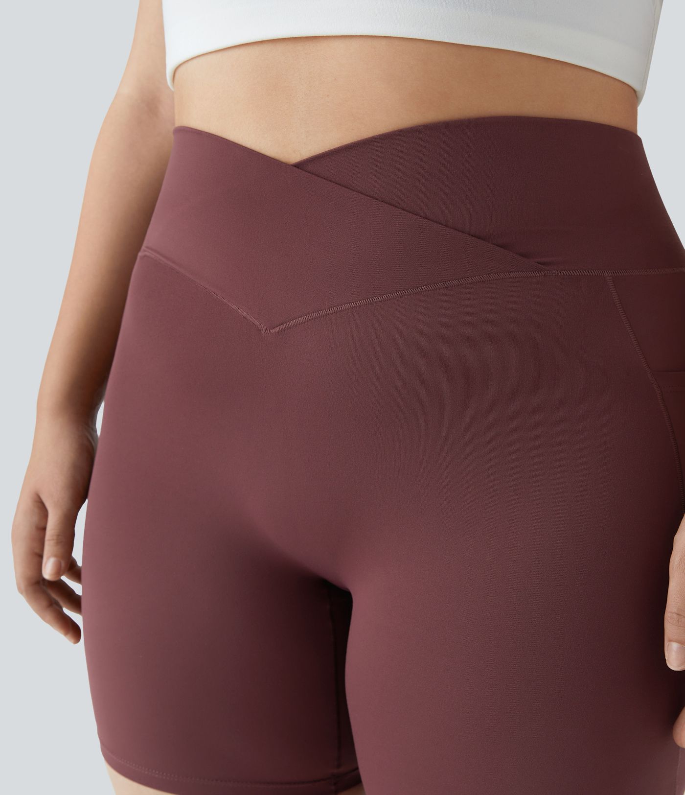 Pantalón corto Softlyzero™ motociclista talla grande yoga bolsillo lateral cruzado tiro alto 17.5cm - UPF50+