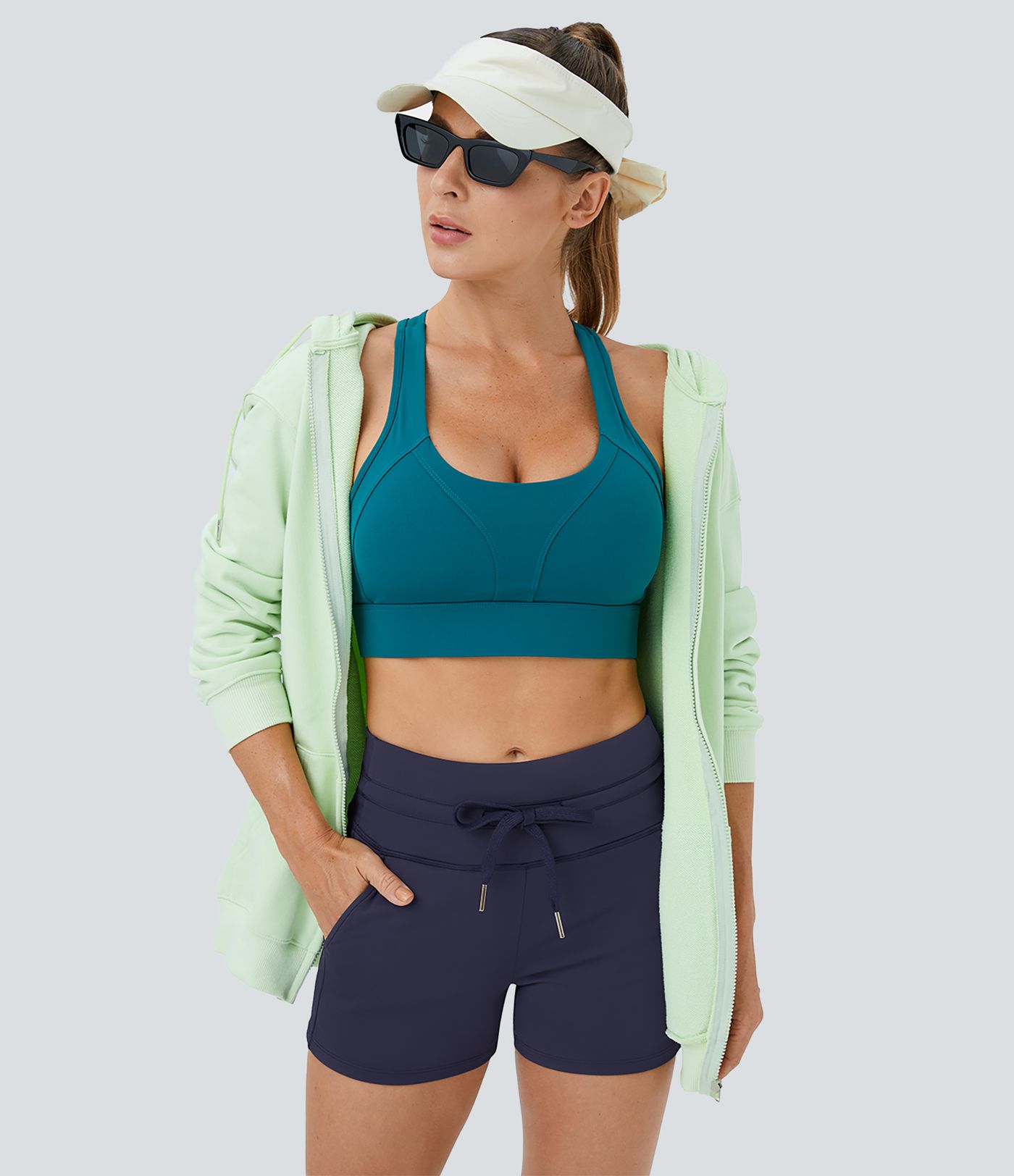 Softlyzero™ Airy Short 7,5cm Uni à Toucher Frais avec Taille Haute à Cordon et Poches Latérales - UPF50+