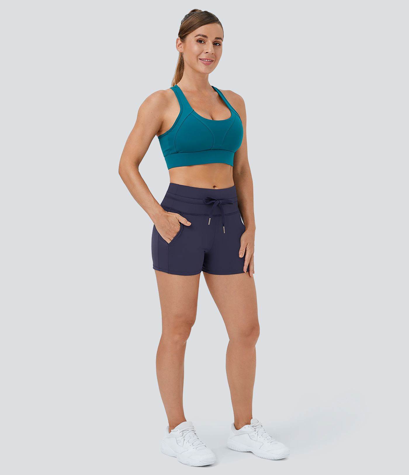 Softlyzero™ Airy Short 7,5cm Uni à Toucher Frais avec Taille Haute à Cordon et Poches Latérales - UPF50+