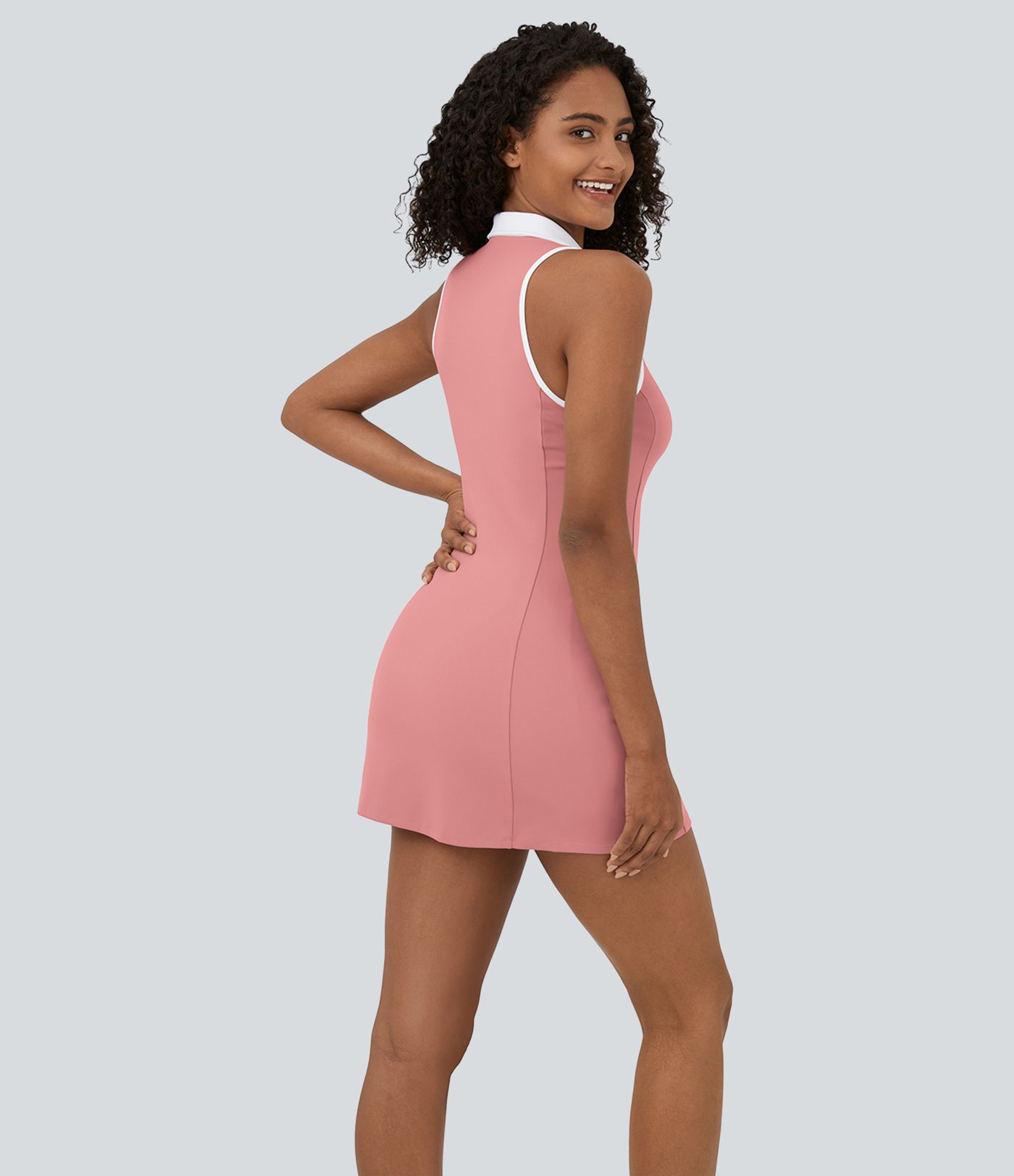 Robe active golf mini 2 pièces col color block zippée sans manches DayStretch avec poches - Poche pour tees de golf