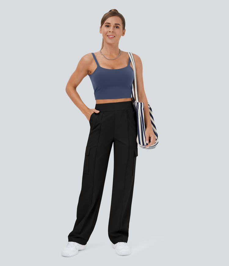 High Waist Multi-Pocket Wide Leg Casual Cargo Pants