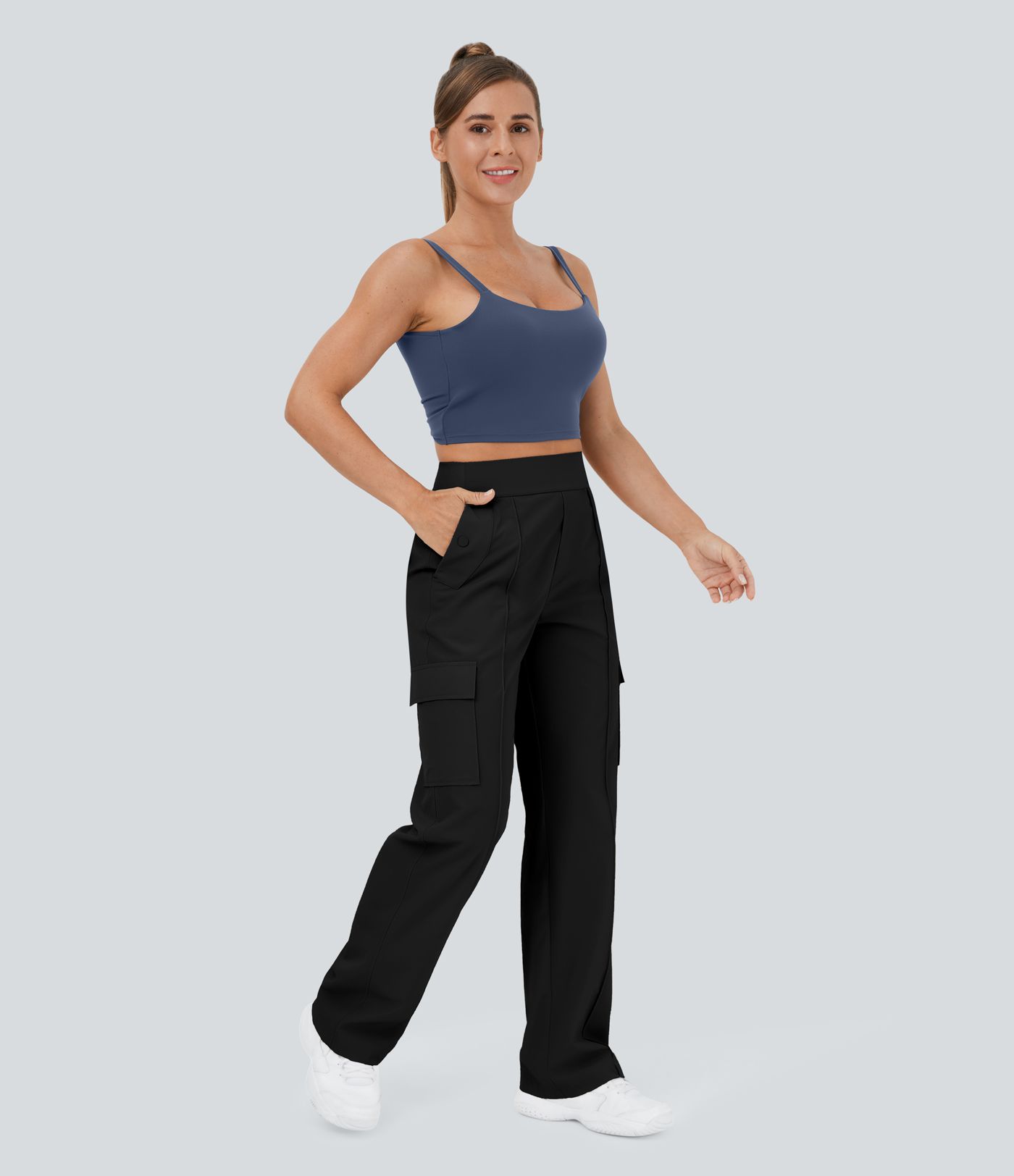 High Waist Multi-Pocket Wide Leg Casual Cargo Pants