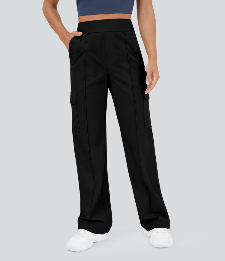 High Waist Multi-Pocket Wide Leg Casual Cargo Pants
