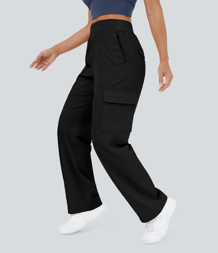 High Waist Multi-Pocket Wide Leg Casual Cargo Pants
