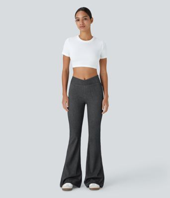 Halara Flex™ High Waisted Crossover Casual Flare Jeans