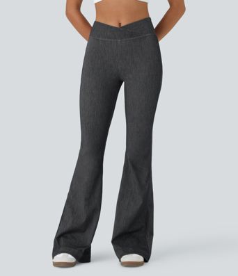 Halara Flex™ High Waisted Crossover Casual Flare Jeans